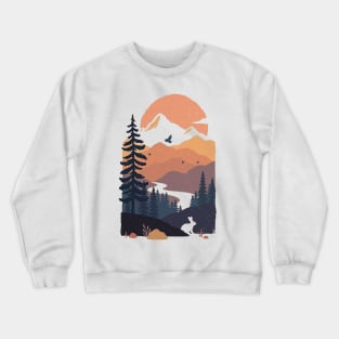 Peaceful Mountain Forest Sunset Crewneck Sweatshirt